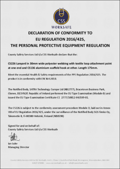 Declaration of Conformity