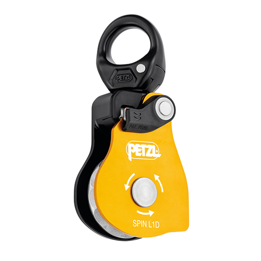 Petzl SPIN L1D single pulley with one-way rotation and swivel